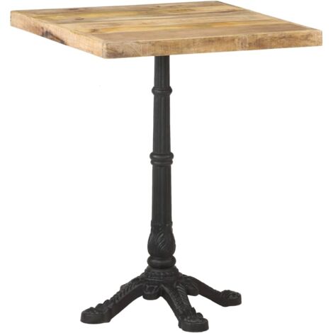 Vidaxl – Table de bistro 60x60x77 cm – Bois de manguier brut – Base en fonte pour stabilité – Finition naturelle et unique