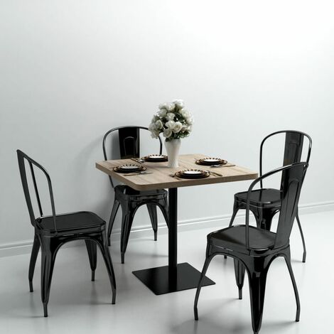 Vidaxl – Table de bistro carrée 80x80x75 cm en MDF et acier – Couleur chêne – Facile à assembler – Pour intérieur, restaurant ou café
