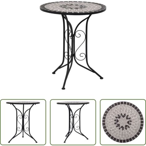 vidaXL Table de bistro -  Table de bistro mosaïque Gris 60 cm Céramique