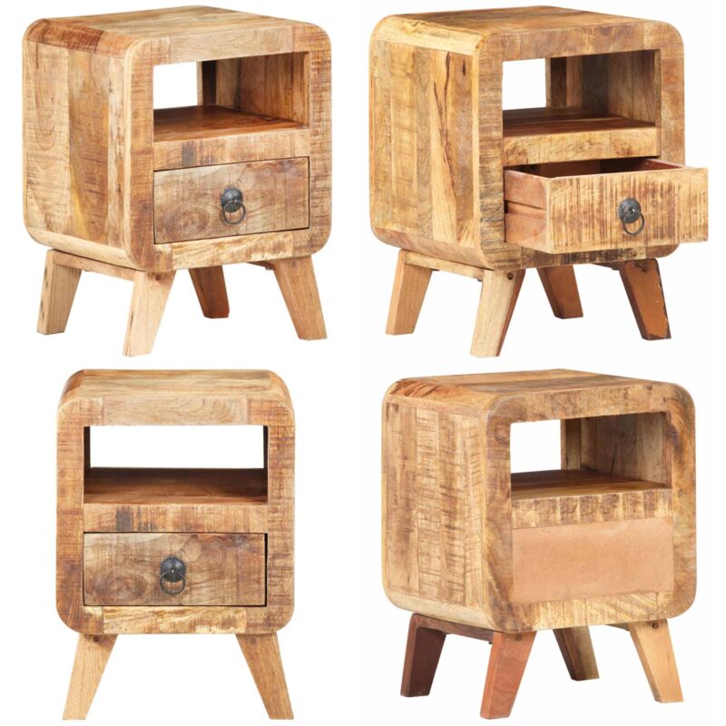 Table de chevet 30x30x41 cm Bois de manguier brut - Vidaxl