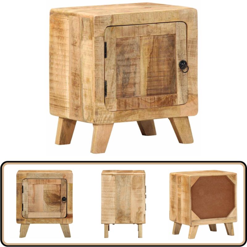 Table de chevet 40x32x46 cm bois de manguier massif brut - Vidaxl