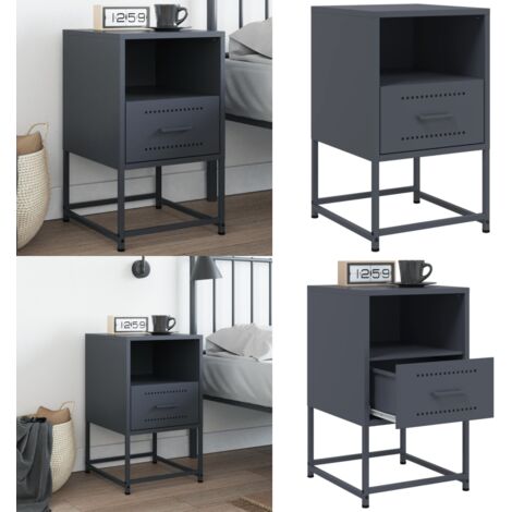 vidaXL Table de chevet anthracite 36x39x60,5 cm acier