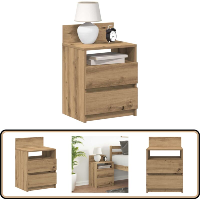 Table de chevet avec 2 tiroirs chêne artisanal 40x33x60 cm - Vidaxl