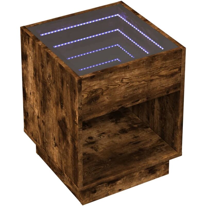 Vidaxl - Table de chevet avec led infini chêne fumé 40x40x50 cm