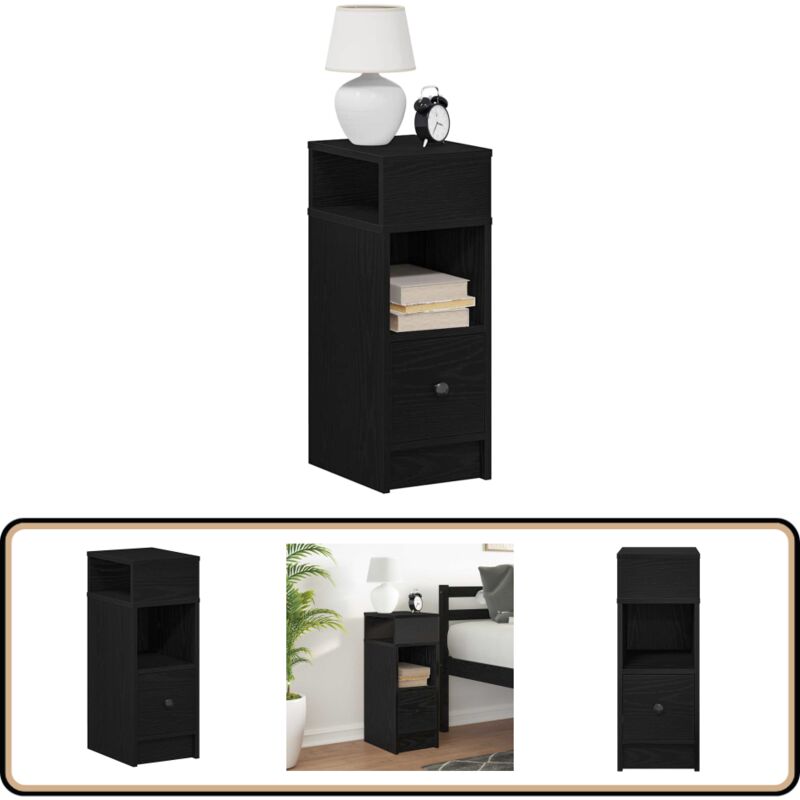 Table de chevet avec tiroir noir 25x31x66 cm - Vidaxl
