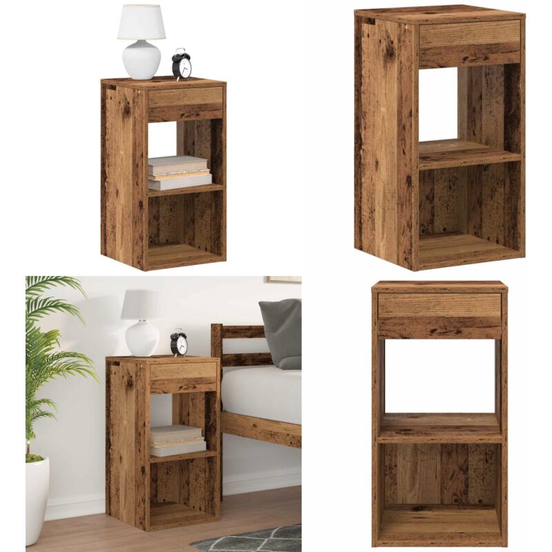 Vidaxl - Table de chevet avec tiroir vieux bois 35x34x66,5 cm