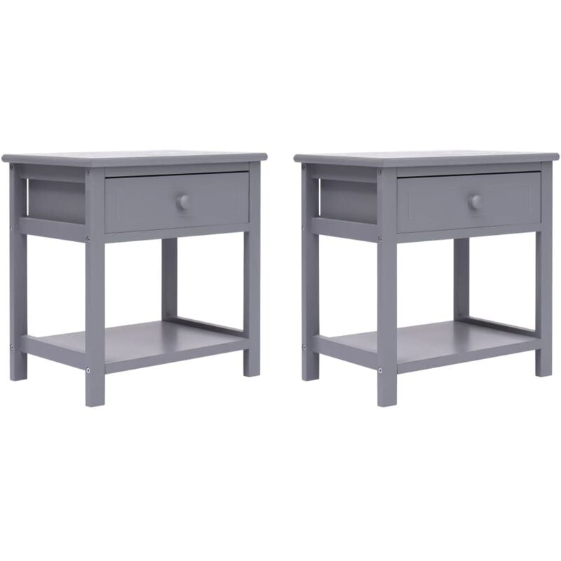 Tables de chevet 2 pcs Gris 40x29x42 cm Bois de Paulownia Vidaxl