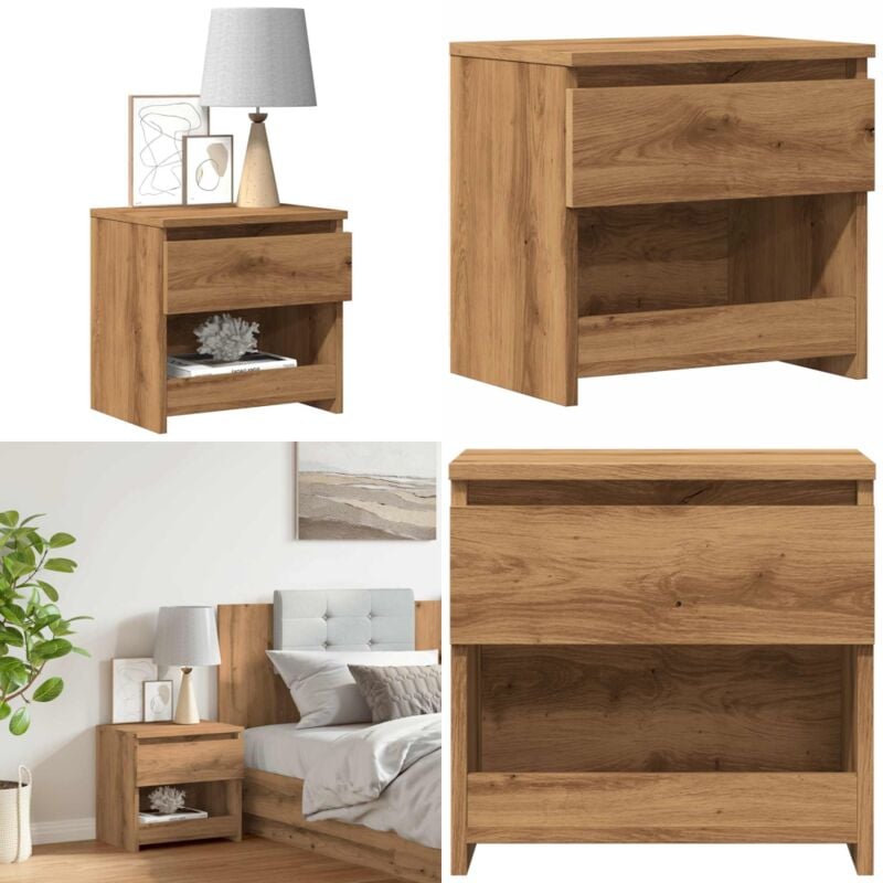 Table de chevet chêne artisanal 40x30x39 cm bois d'ingénierie - Vidaxl