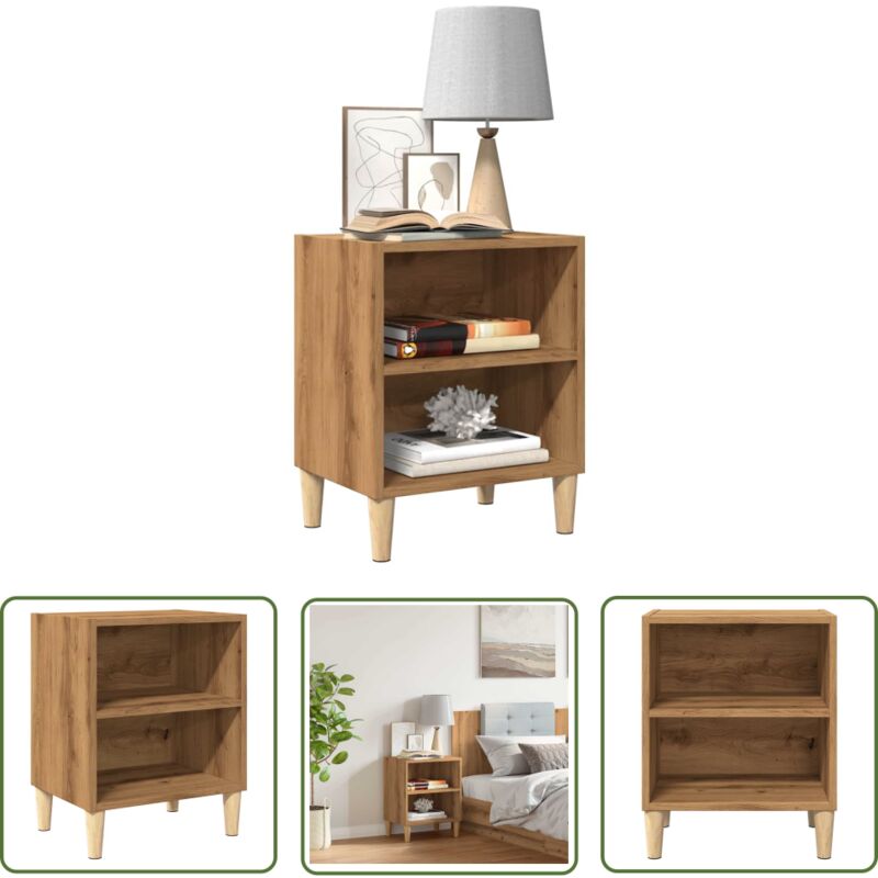 The Living Store - vidaXL Table de chevet chêne artisanal 40x30x50 cm bois d'ingénierie