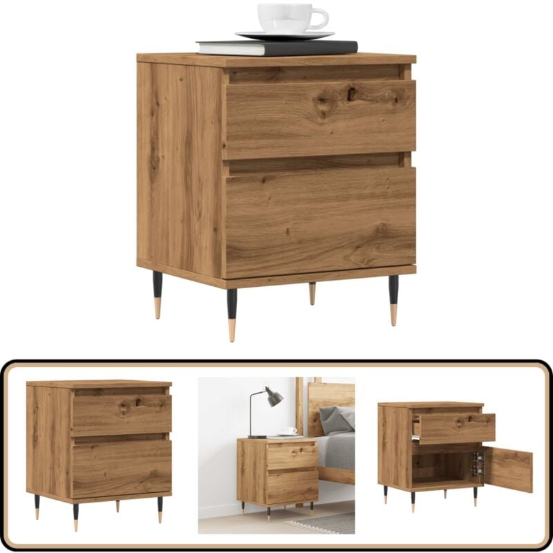 Table de chevet chêne artisanal 40x35x50 cm bois d'ingénierie - Vidaxl