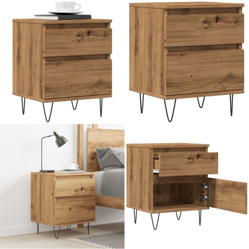 Table de chevet chêne artisanal 40x35x50 cm bois d'ingénierie - Vidaxl