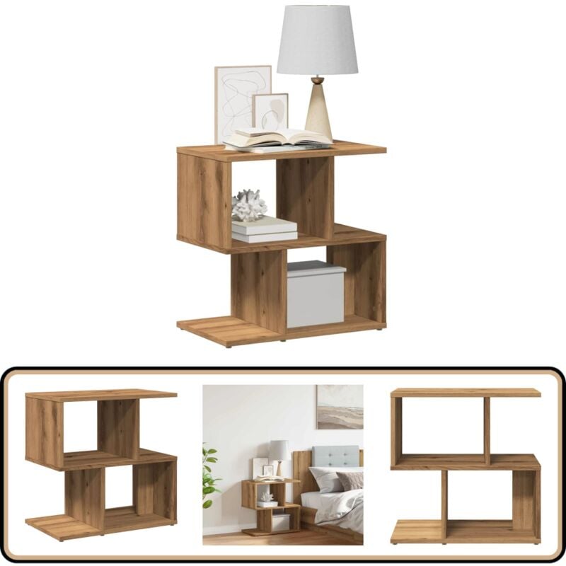 Table de chevet chêne artisanal 50x30x51,5 cm bois d'ingénierie - Vidaxl