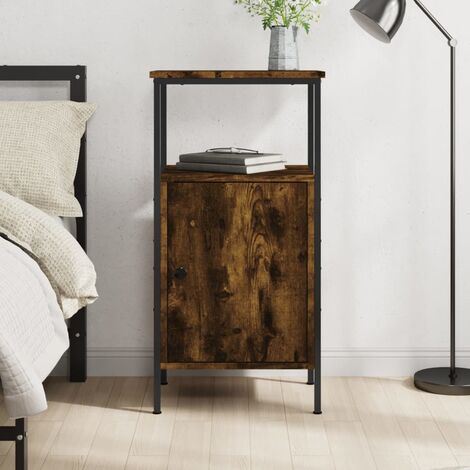 vidaXL Table de chevet chêne fumé 41x31x80 cm bois d'ingénierie