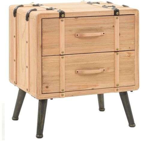 Vidaxl – Table de chevet en bois de sapin massif 50 x 35 x 57 cm – 2 tiroirs – Style rétro rustique – Facile à assembler