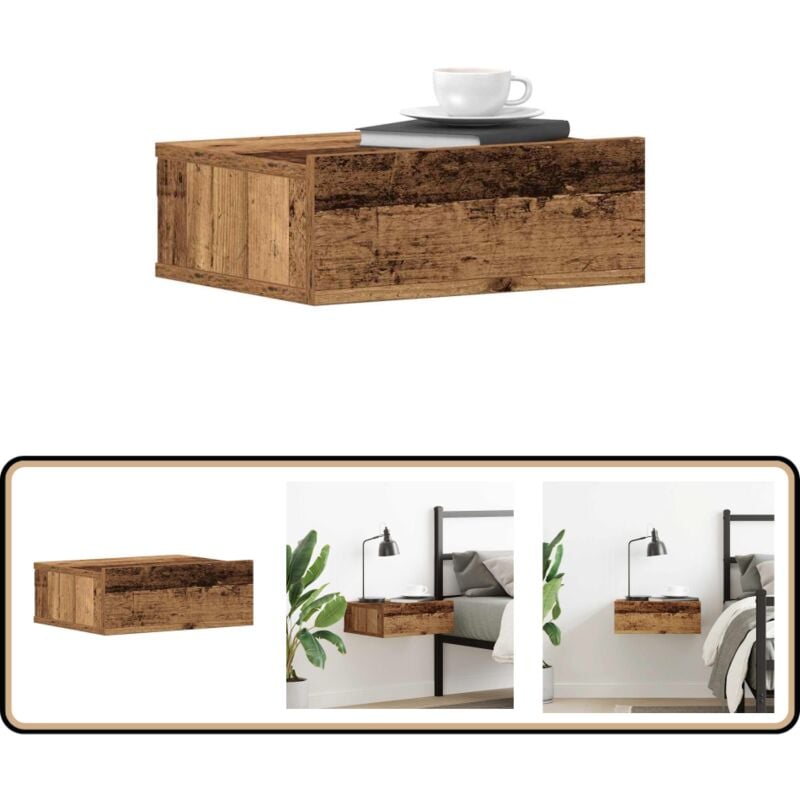 Vidaxl - Table de chevet flottante vieux bois bois d'ingénierie