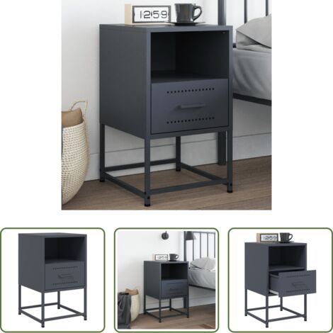 vidaXL Table de chevet industriel -  Table de chevet anthracite 36x39x60,5 cm acier