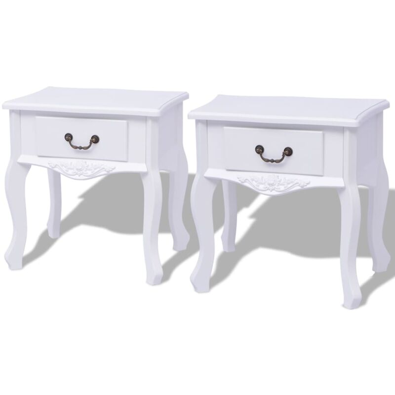 Table de chevet 2 pcs mdf Blanc Vidaxl