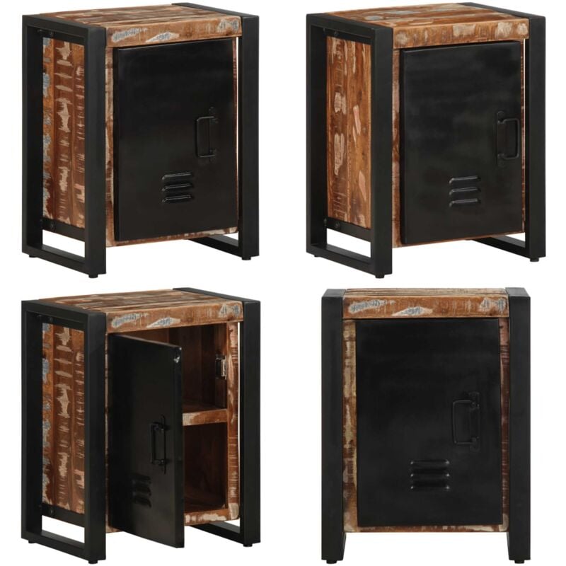 Table de chevet multicolore 40x30x51 cm bois de récupération - Vidaxl