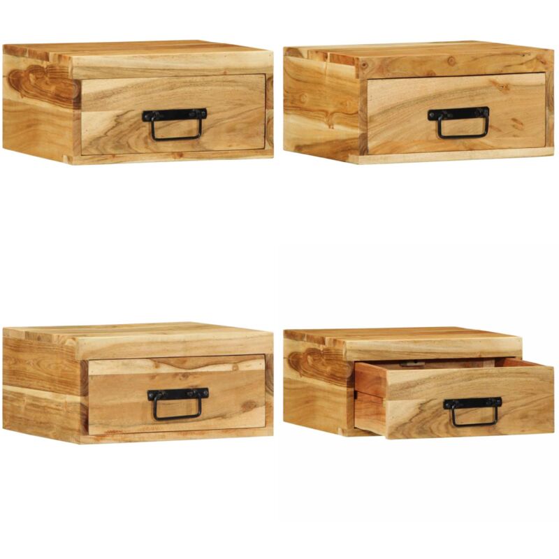 Table de chevet murale bois massif d'acacia - Vidaxl