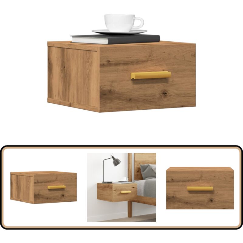 Vidaxl - Table de chevet murale chêne artisanal 35x35x20 cm