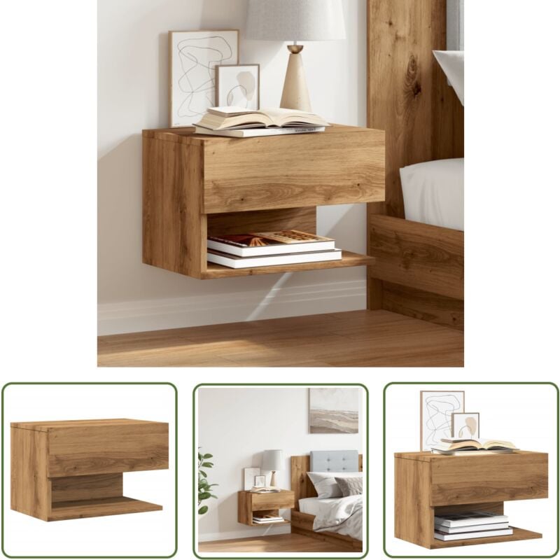 The Living Store - vidaXL Table de chevet murale chêne artisanal