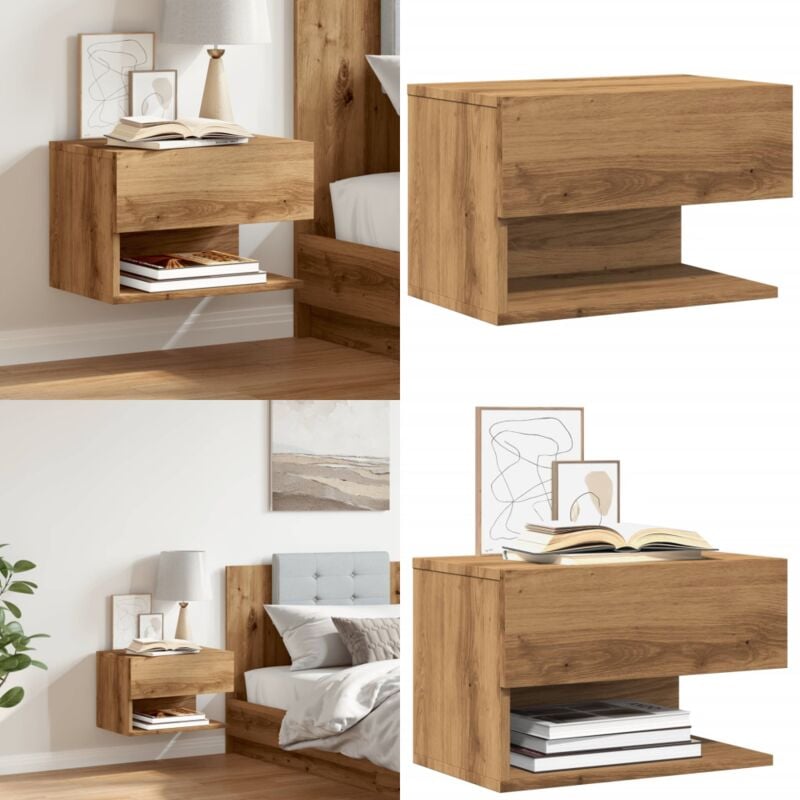 Table de chevet murale chêne artisanal - Vidaxl