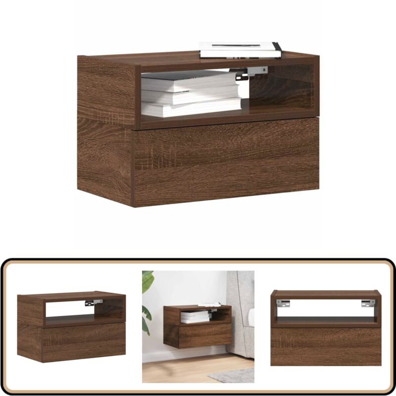 Table de chevet murale chêne marron 45x26x28,5 cm - Vidaxl