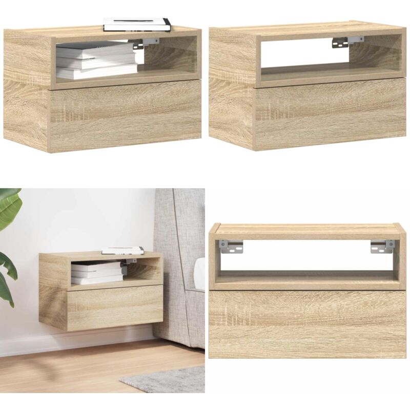Table de chevet murale chêne sonoma 45x26x28,5 cm - Vidaxl