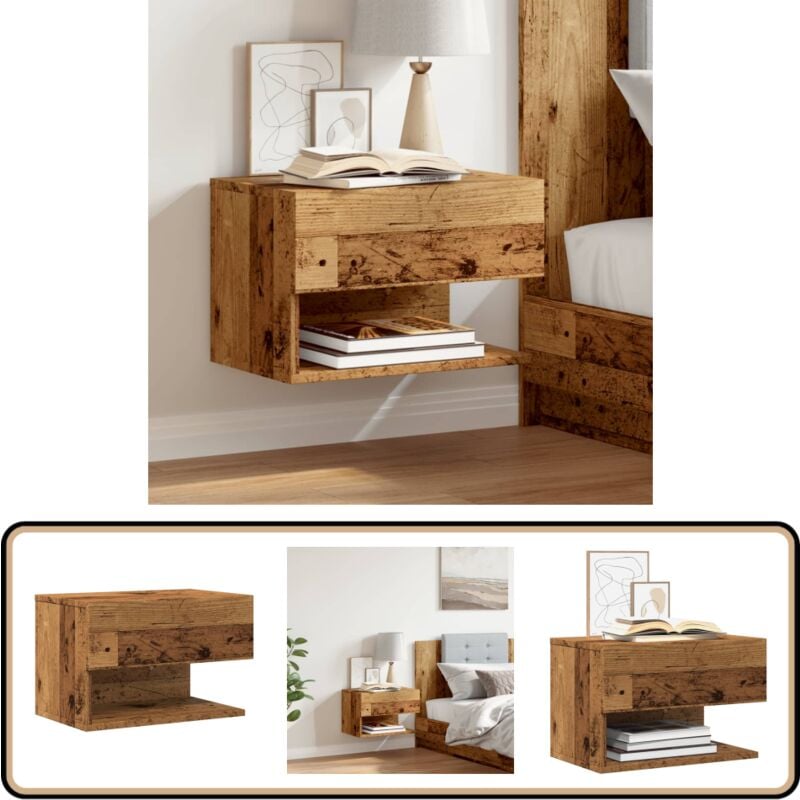 Table de chevet murale vieux bois - Vidaxl