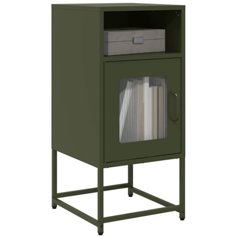 Vidaxl – Table de chevet vert olive 36x39x78 cm – Acier laminé à froid – Rangement pratique avec poignées – Fixation murale incluse