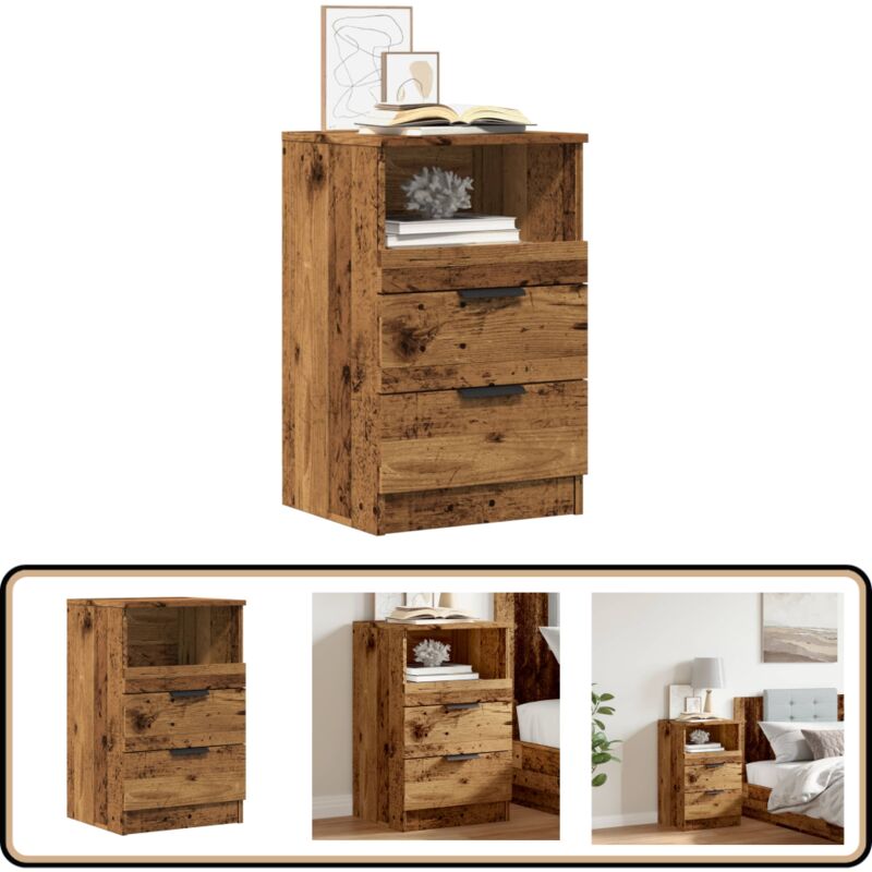 Table de chevet vieux bois 40x36x65 cm bois d'ingénierie - Vidaxl