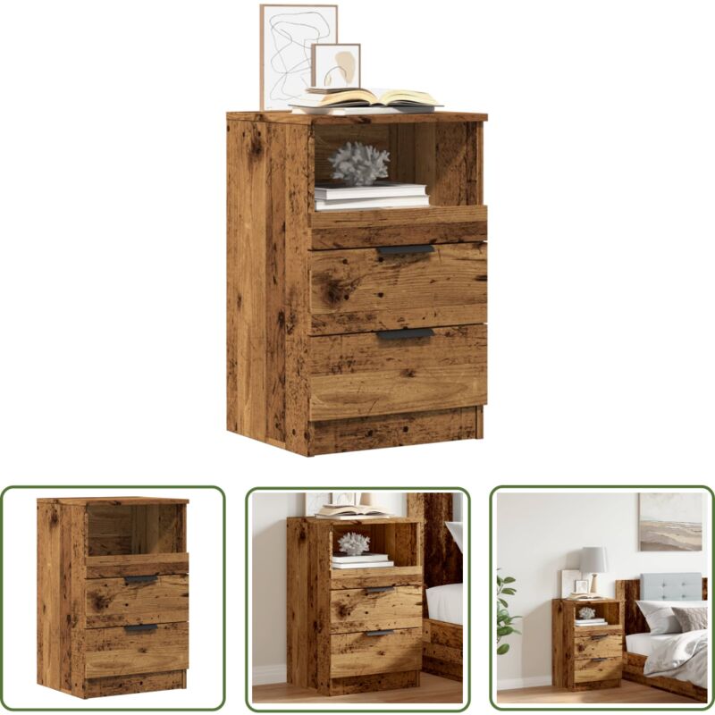 vidaXL Table de chevet vieux bois 40x36x65 cm bois d'ingénierie