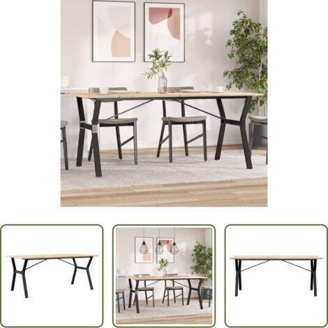 vidaXL Table de cuisine -  Table à manger cadre en Y 180x90x75 cm bois de pin massif acier
