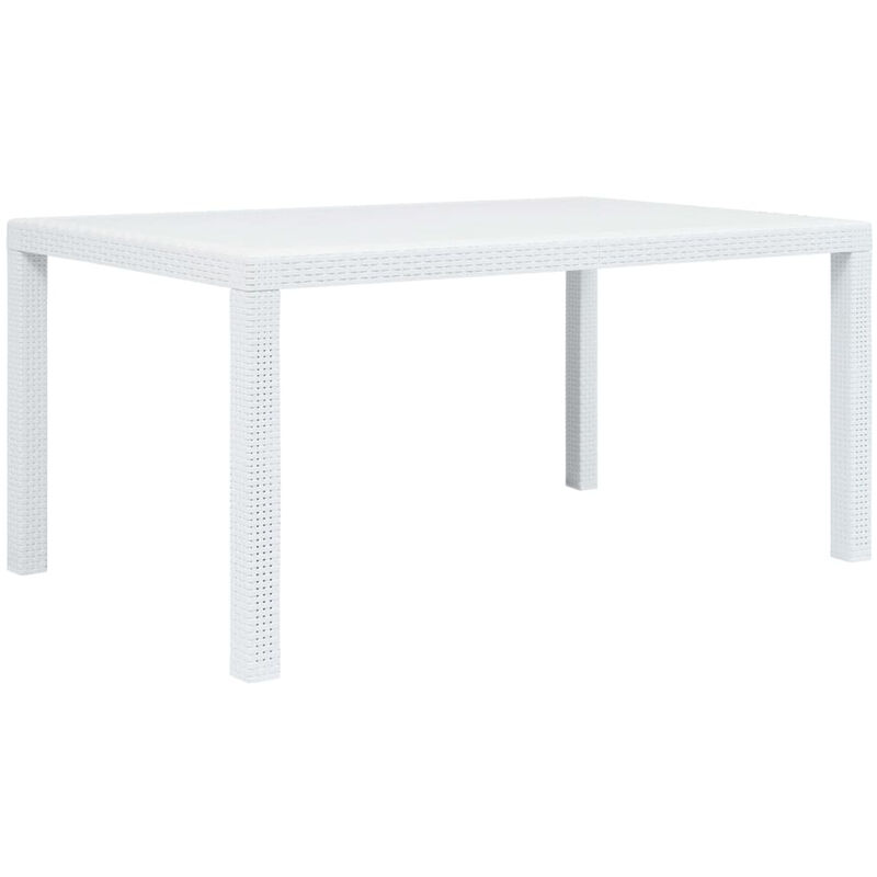 Table de jardin Blanc 150x90x72 cm Plastique Aspect de rotin