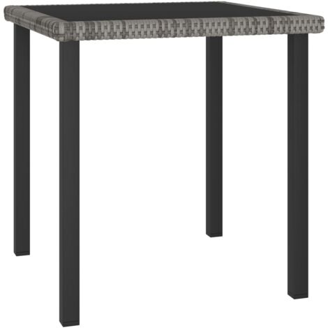 Vidaxl – Table de jardin carrée 70x70x73 cm en résine tressée et verre trempé – Acier enduit de poudre – Design léger et durable