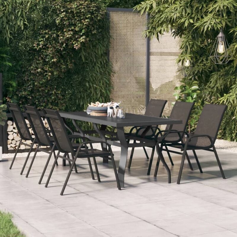 Vidaxl - Table de jardin Gris et noir 180x80x70 cm Acier et verre
