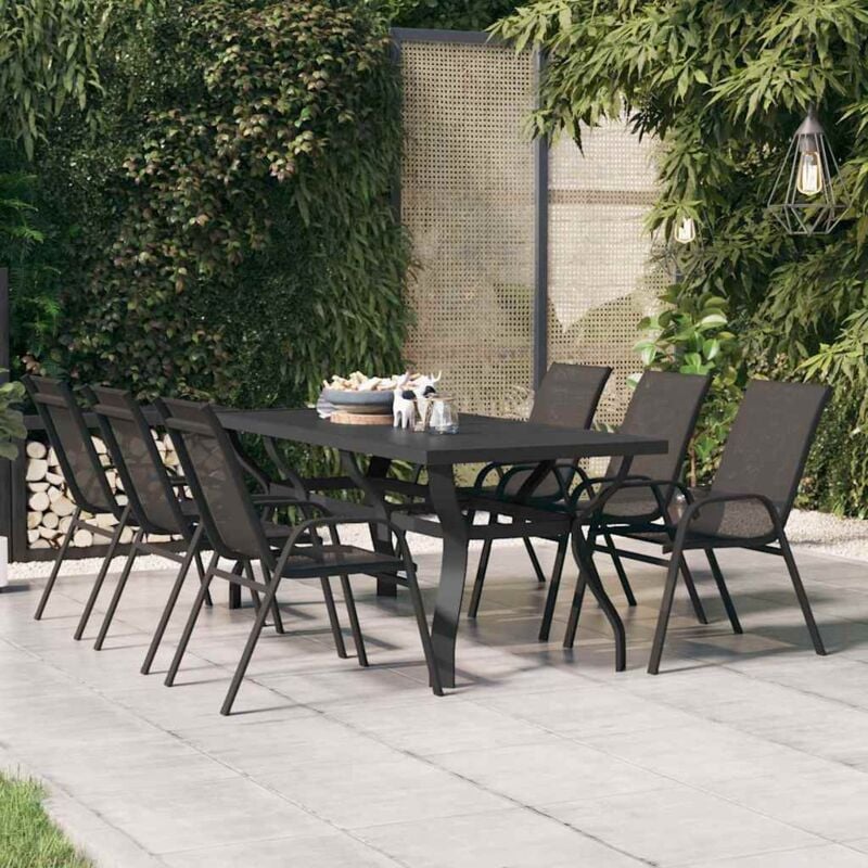 Vidaxl - Table de jardin Noir 180x80x70 cm Acier et verre
