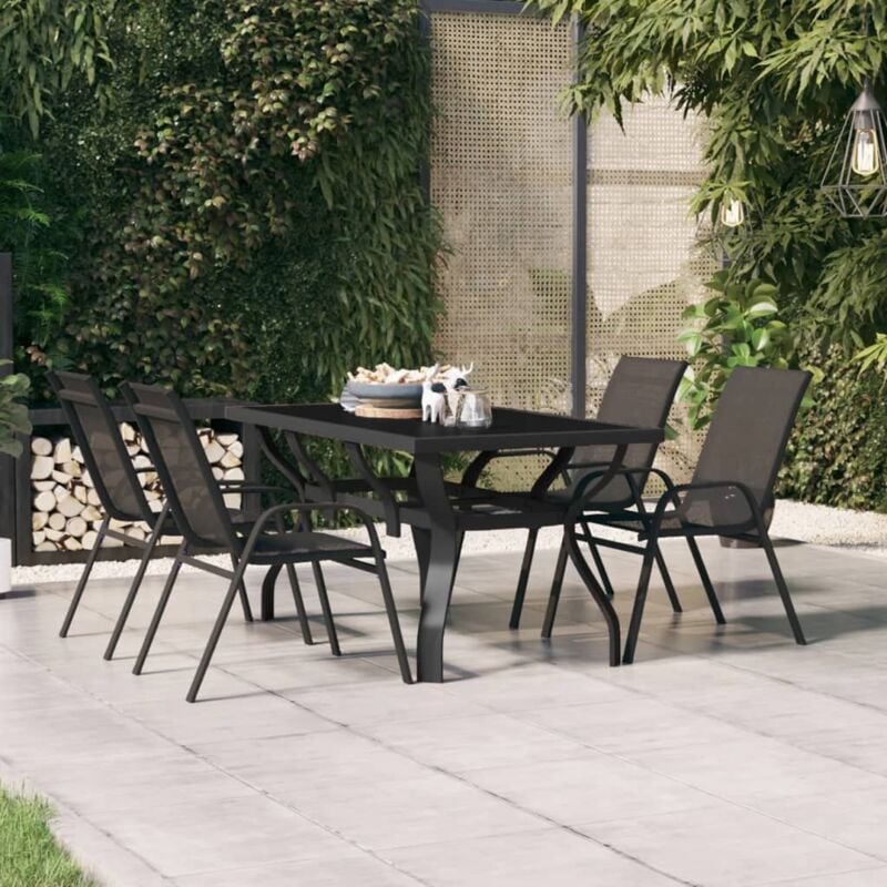 Vidaxl - Table de jardin Noir 140x70x70 cm Acier et verre