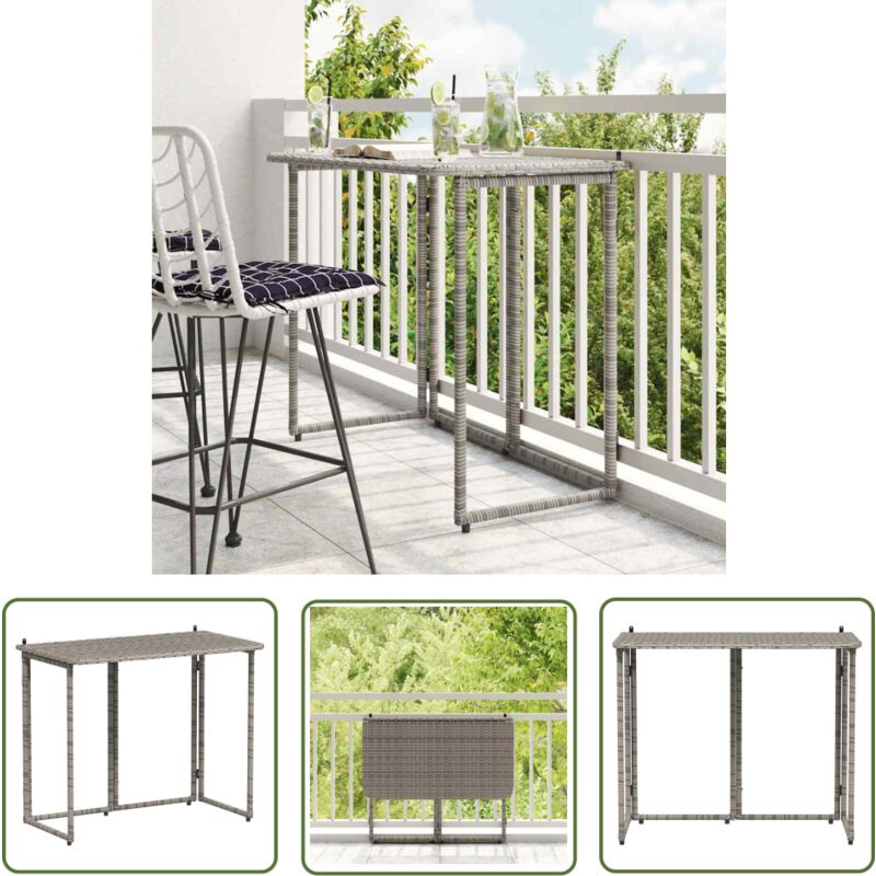The Living Store - VidaXL Table de jardin pliante gris 90 x 51 x 75 cm polyrotin