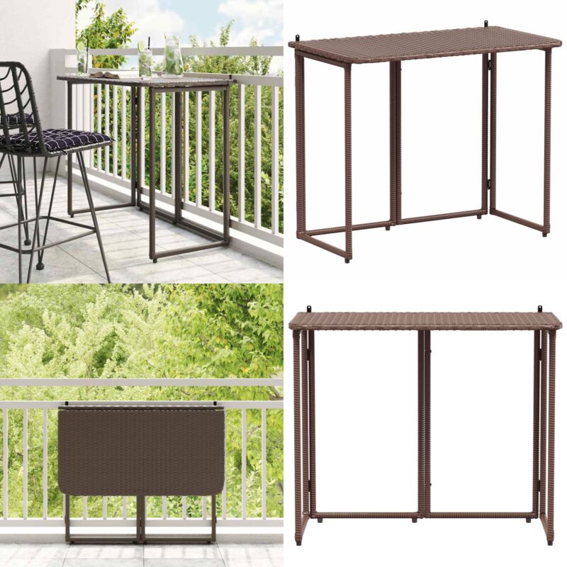 Vidaxl - Table de jardin pliante marron 90 x 51 x 75 cm polyrotin