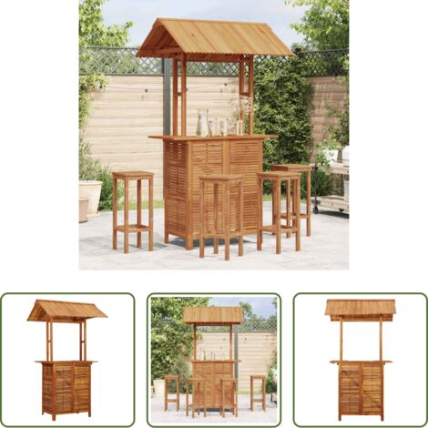 vidaXL Table de patio -  Table de bar d'extérieur avec toit 113x106x217 cm Bois d'acacia