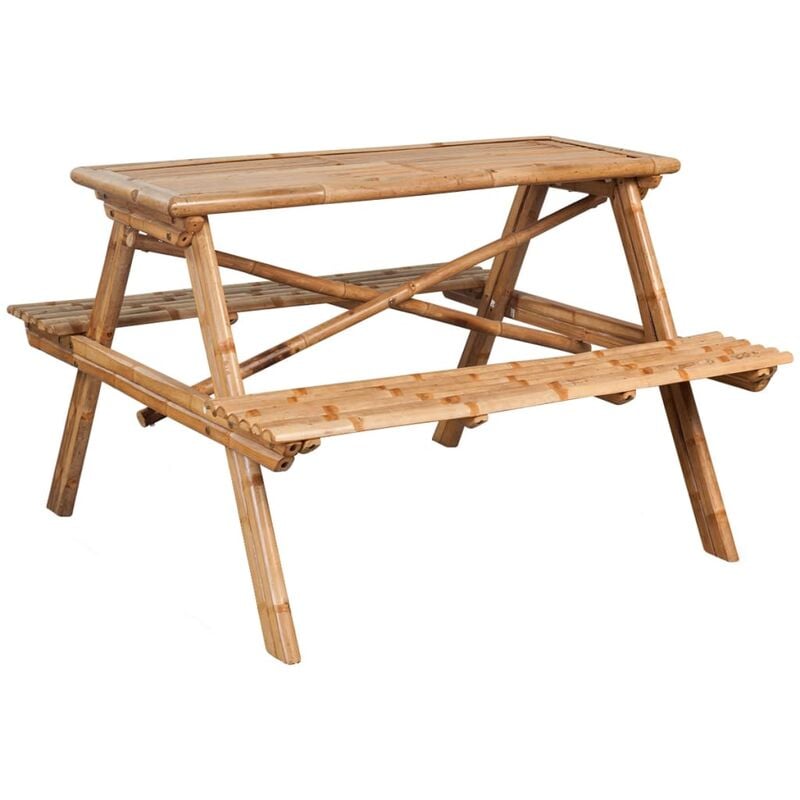 Table de pique-nique 115x115x81 cm Bambou - Brun