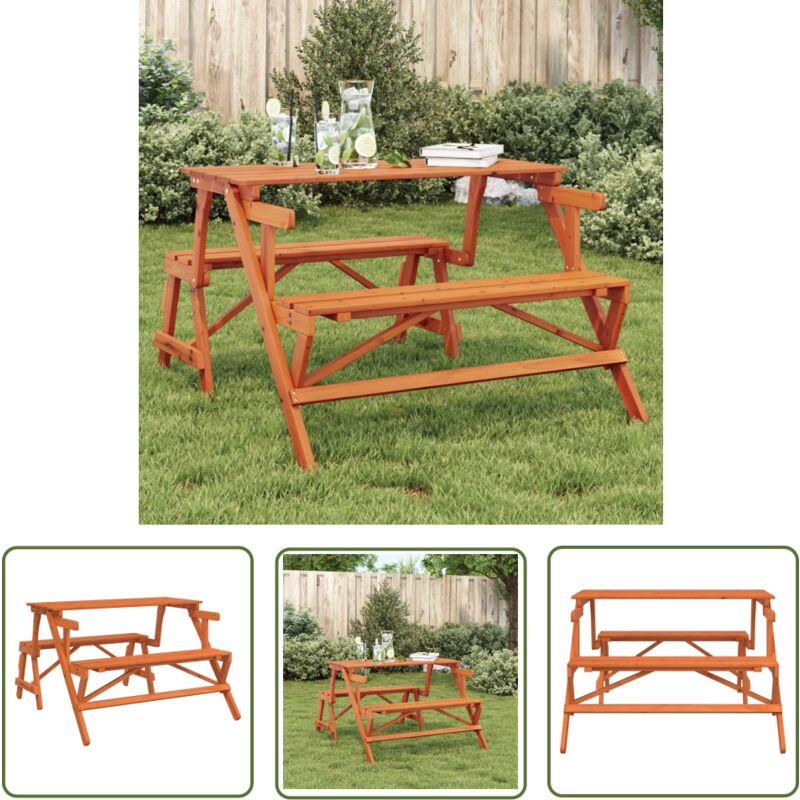 The Living Store - vidaXL Table de pique-nique avec bancs sapin massif 2 en 1 convertible