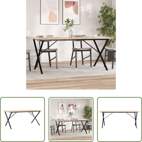 vidaXL Table de repas -  Table à manger cadre en X 180x90x75 cm bois de pin massif acier