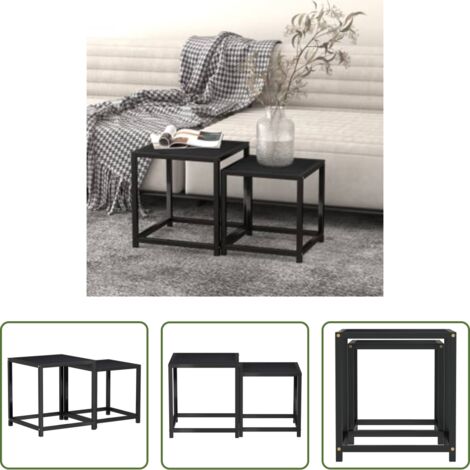 vidaXL Table de salon -  Tables à thé 2 pcs MDF Noir