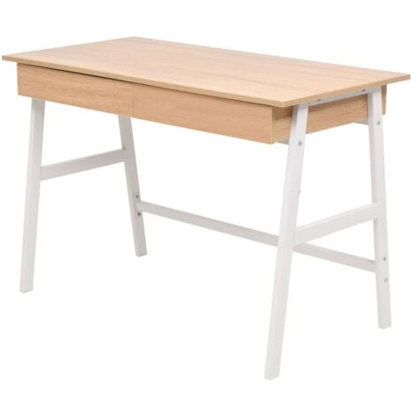 vidaXL Table d'écriture 110x55x75 cm Chêne et blanc