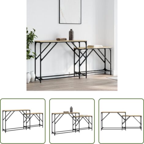 vidaXL Table d'entrée -  Tables console gigognes 2 pcs chêne sonoma bois d'ingénierie
