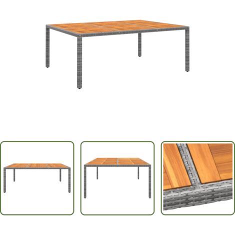 vidaXL Table en bois d'acacia -  Table de jardin 200x150x75 cm Acacia et résine tressée Gris