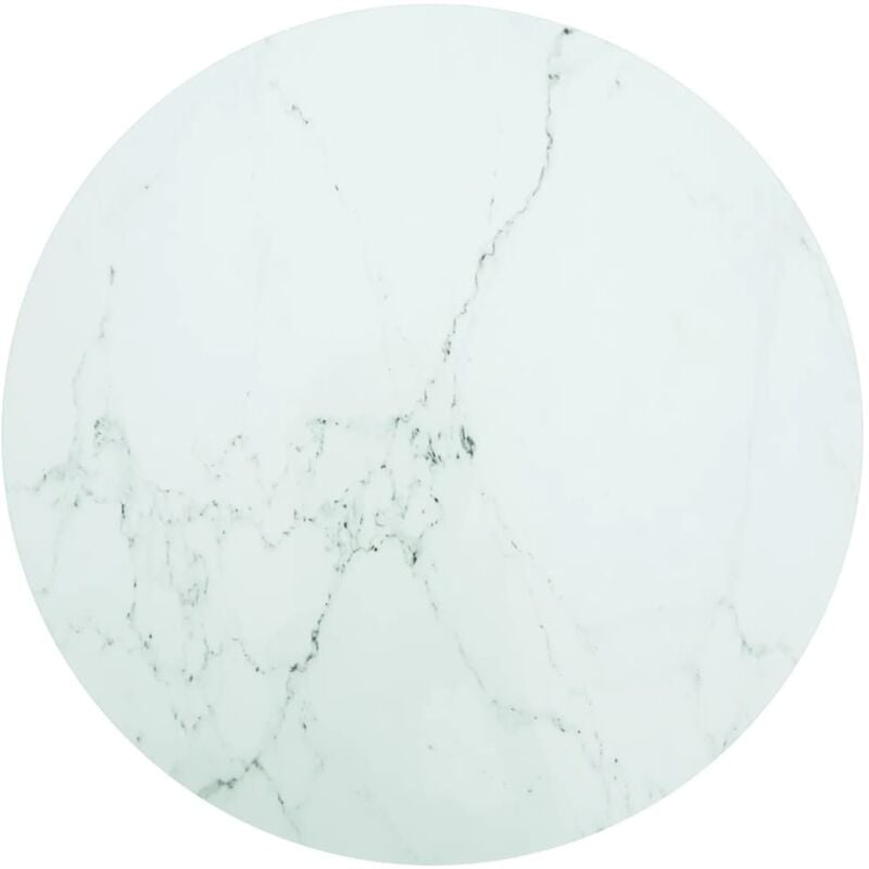 

vidaXL Tablero de Mesa de Cristal Templado diseño mármol blanco Ø90x1 cm - Blanco