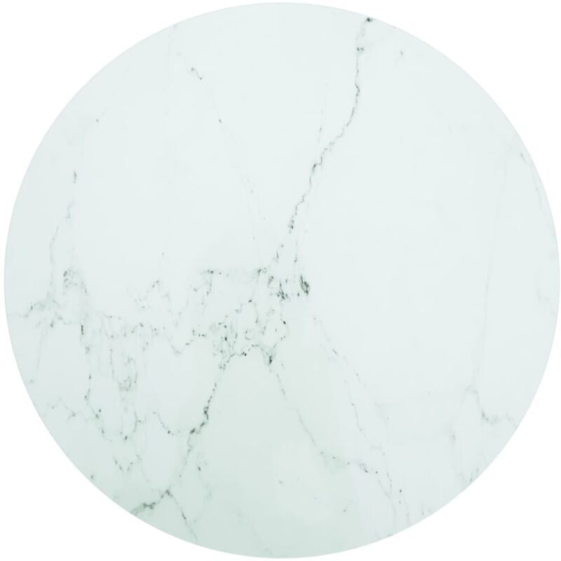 

vidaXL Tablero de Mesa de Cristal Templado diseño mármol blanco Ø80x1 cm - Blanco